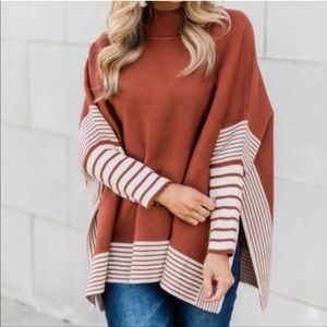 Striped Oversized Striped Cape Sweater